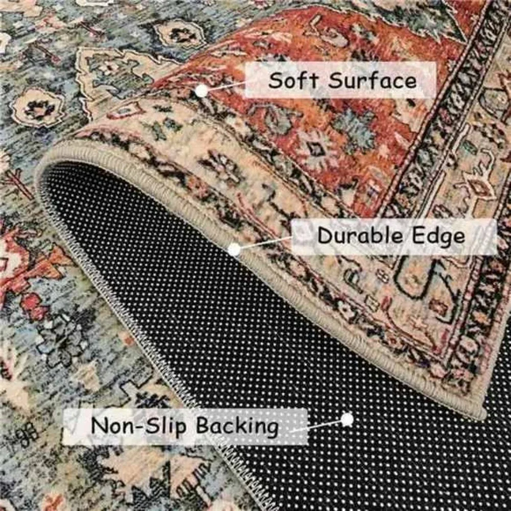 Boho Tribal AreaRug -2x3 Distressed Small EntrywayRug Doormat Bohemian Faux Wool